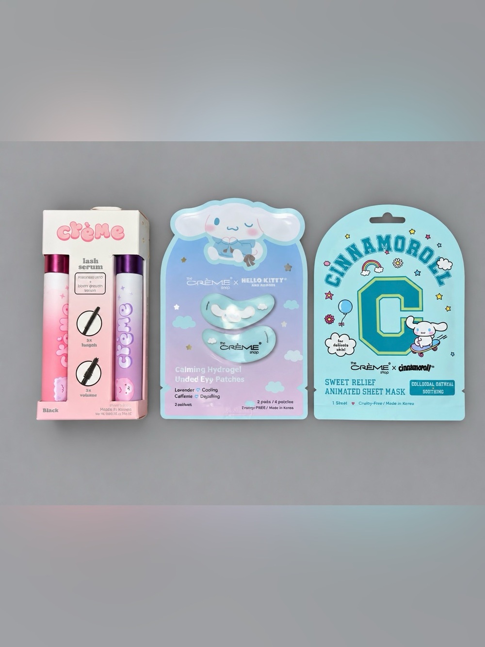 The Crème Shop Cinnamon Roll Bundle of 3 Mask & Lash Serum Set